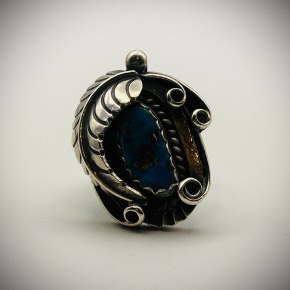 Navajo Sterling Turquoise Ring — F & D Charley | Sz 8.25 | 16g - Picture 7 of 7